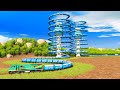 Very Long Train Climb & Wrap Double Spiral Rotating Around Two Towers🛑Trainz Simulator 2019