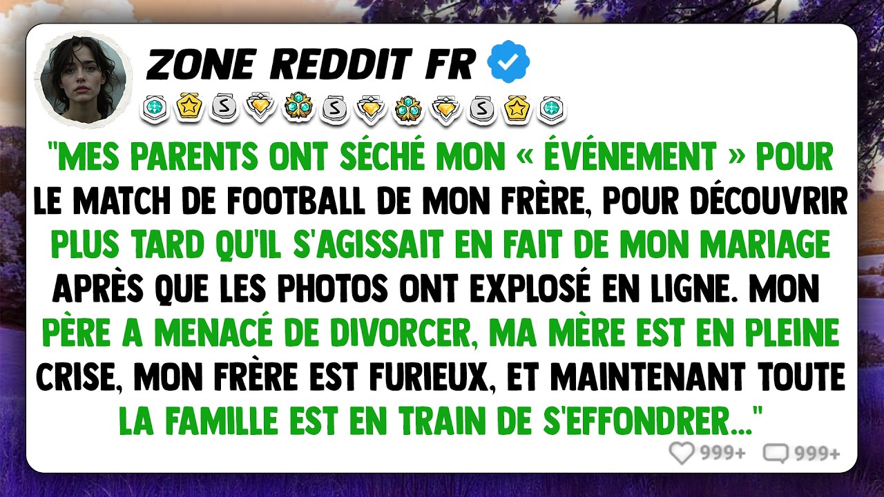 Mes parents ont séché mon « événement » pour le match de football de mon frère, pour découvrir...