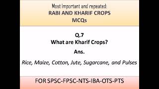 Crops of Pakistan | Rabi and Kharif | Repeated MCQs | Sir Azaad | NTS_PTS_OTS_SPSC_FPSC_POLICE_IBA | screenshot 4