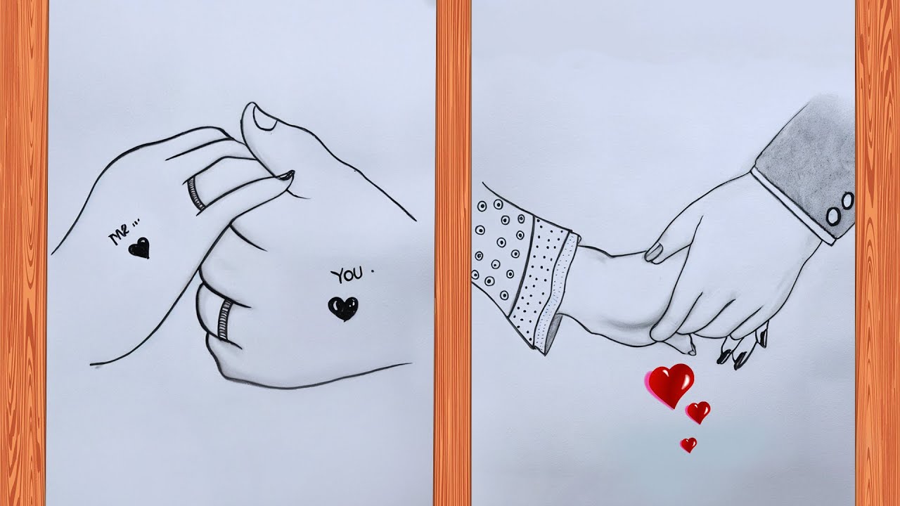 Easy drawing ideas for beginners Romantic couple holding hands