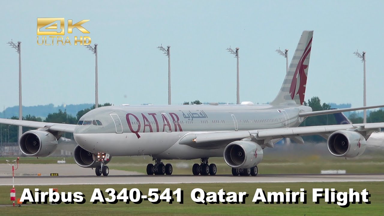 Airbus A340-541 Qatar Amiri Flight A7-HHH departure at Munich