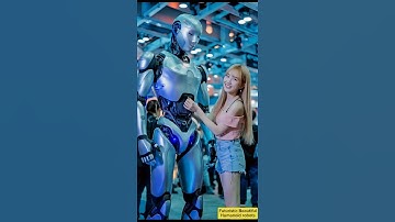 Showcasing Innovation: Asian Female Exhibits Cutting-Edge Humanoid Robot #shorts