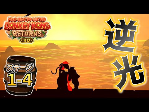 DonkeyKong1337 19日夕方 W1-4【サンセット海岸】夕暮れの海岸！全てが影の道を往く「ドンキー