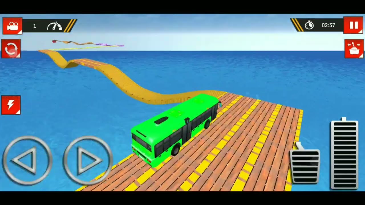 IMPOSSIBLE BUS STUNTS 3d - Green color school bus driving stunts ...