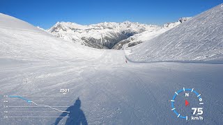 Gemsstock(2961m) to Andermatt(1444m) in a single run with 1,5km elevation difference Feb 2022