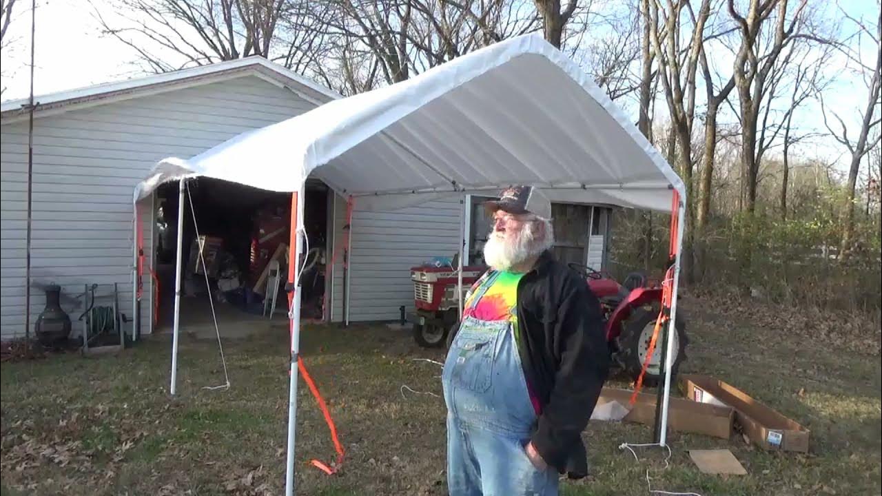 PawPaw Assembles the 10x20 Portable Car Canopy by Harbor Freight YouTube