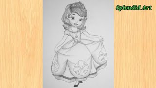 Cartoon sofia pencil sketch easy || Disney princess sofia drawing || Splendid art || Art video