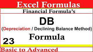 How to Calculate Depreciation In Excel | DB Function in Excel | Using DB Formula in Excel |Declining