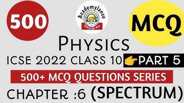 icse class 10 physics chapter 6 spectrum mcq|icse 2022 class 10 physics chapter 6 mcq questions