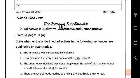 The grammar tree Exercise ( Qualitative & Quantitative Adjective)