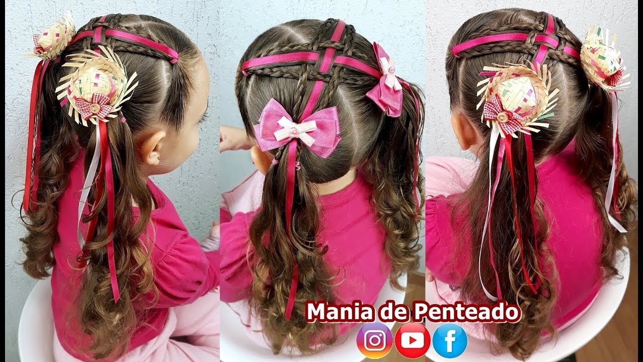 Penteado Infantil de Festa Junina | Ponytails Hairstyles for Girls With  Braids - thptnganamst.edu.vn