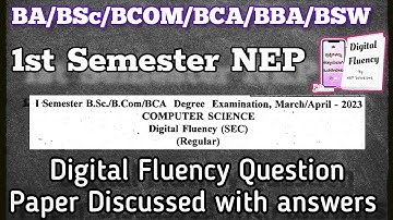Computer Science & Digital Fluency Question Paper | All Degree Courses | RCUB NEP