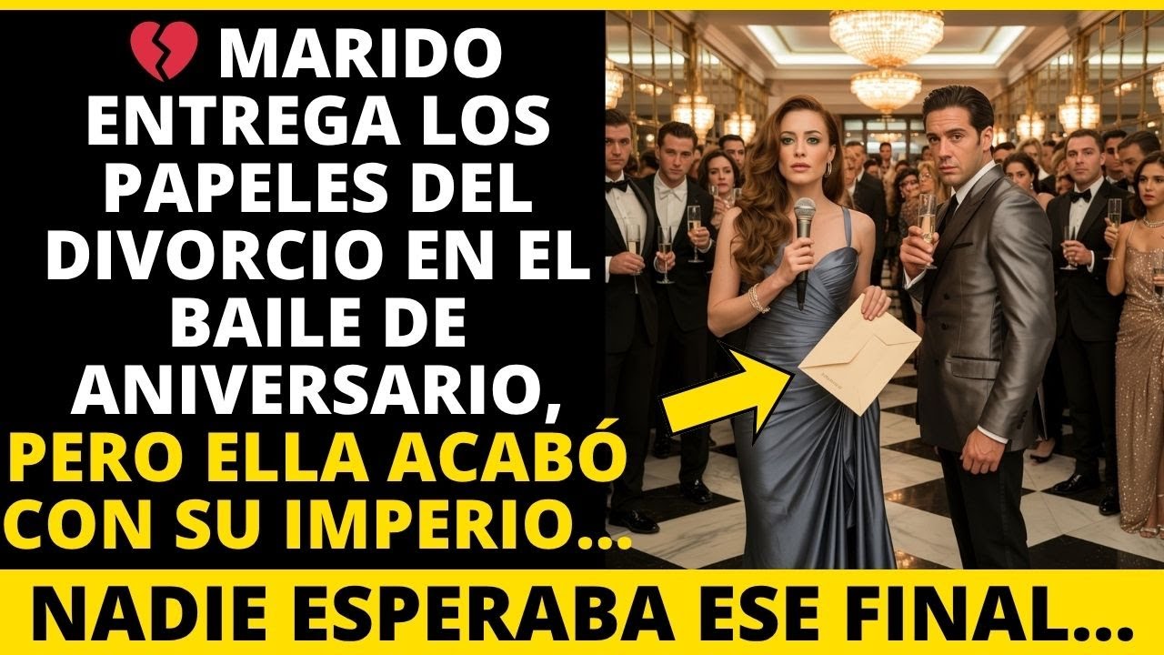 MARIDO ENTREGA LOS PAPELES DEL DIVORCIO EN EL BAILE DE ANIVERSARIO, PERO ELLA ACABÓ CON SU IMPERIO.
