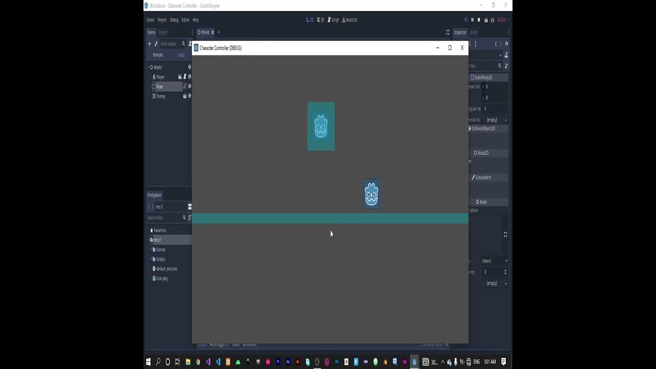 Staticbody2d Godot: make floor and Obstacles