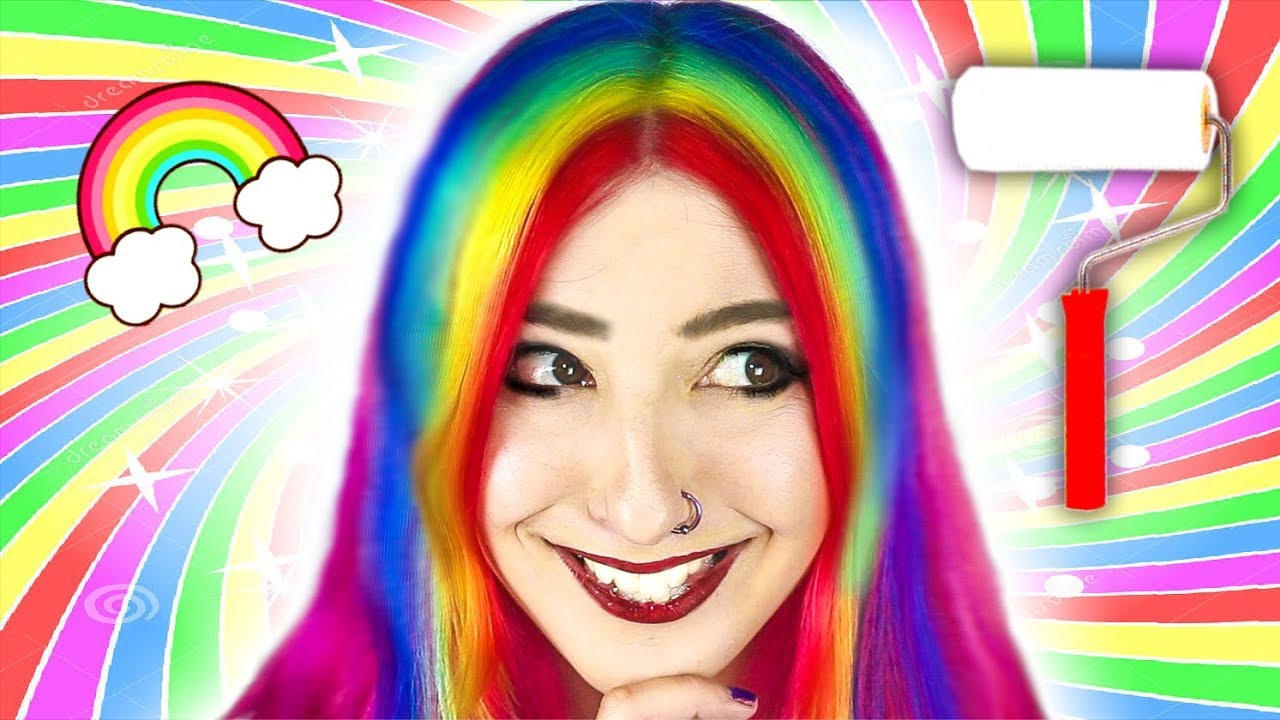 RAINBOW HAIR CON ¿UN RODILLO? ✩ Arco iris escondido en mi pelo -  Ann Look