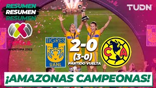 Resumen y goles | Tigres (2) 3-0 (0)  América | Liga Mx Femenil AP2022 -FINAL | TUDN