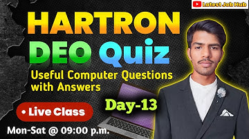 🔴 Live: 23 June 2024 | Hartron DEO Question Live Class 🔥 Hartron DEO Mock Test #computergk #hartron