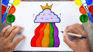 HOW TO DRAW CUTE RAINBOW WITH CLOUD STEP BY STEP FOR KIDS | CUTE DRAWING |ارسم والعب | SAND Painting