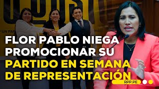 Flor Pablo responde por promover su partido político durante viaje por la semana de representación