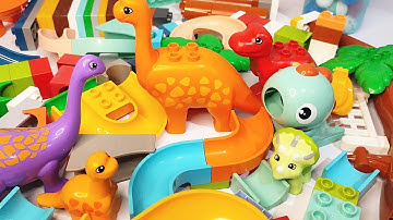 Satisfying Building Blocks ASMR Marble Run - Tree and Dinosaurs course