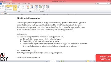 Generic programming| Templates| Lec32 CS304 OOP C++|Urdu/Hindi