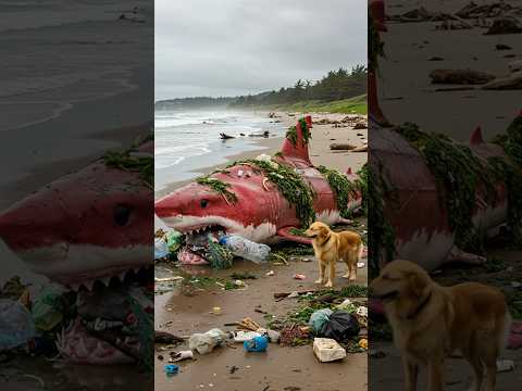 Rescuing a stranded rare red shark trapped by piles of plastic waste #SharkRescue