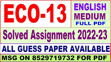 eco 13 solved assignment 2022-23 / eco 13 solved assignment in english / ignou bcom