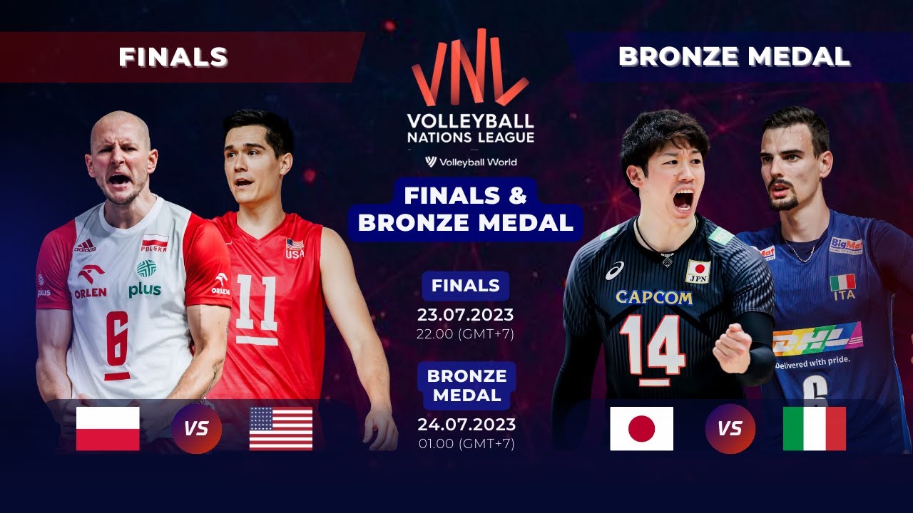 Mens VNL 2023 Finals and Bronze Medal Match Schedule and Result Poland vs USA Japan vs Italy