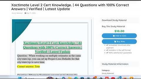 Xactimate Level 2 Cert Knowledge