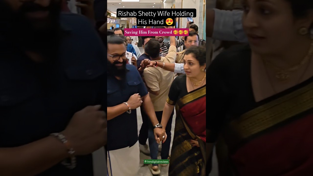 Rishab Shetty's wife holding his hand and protecting him🥰 at Mall of India Noida 