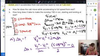 Constant Acceleration Example 1