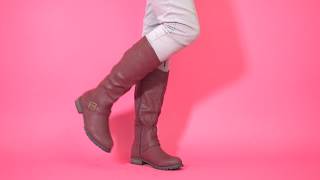 DailyShoes Women's Knee High Ankle Buckle Strap Military Combat Boots COMBAT 19