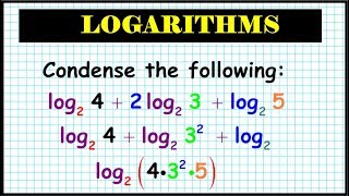 Vtext Algebra 2 13 6 a How to apply the laws properties of logarithms expanding expressions