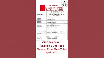 OU B.B.A Semester 1 & 6 Backlog & One-Time Chance Exam TimeTable April 2023 #shorts #timetable2023