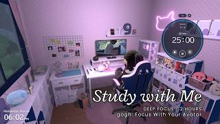 Study With Me | gogh Pomodoro 25/5 x4 (2 Hours) | Relaxing LoFi Focus Session | No Talking