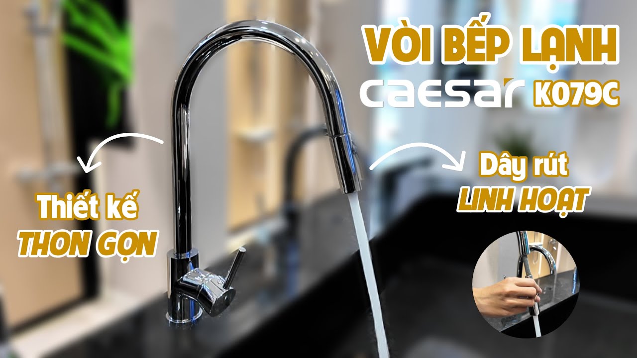 Vòi bếp dây rút lạnh Caesar K079C