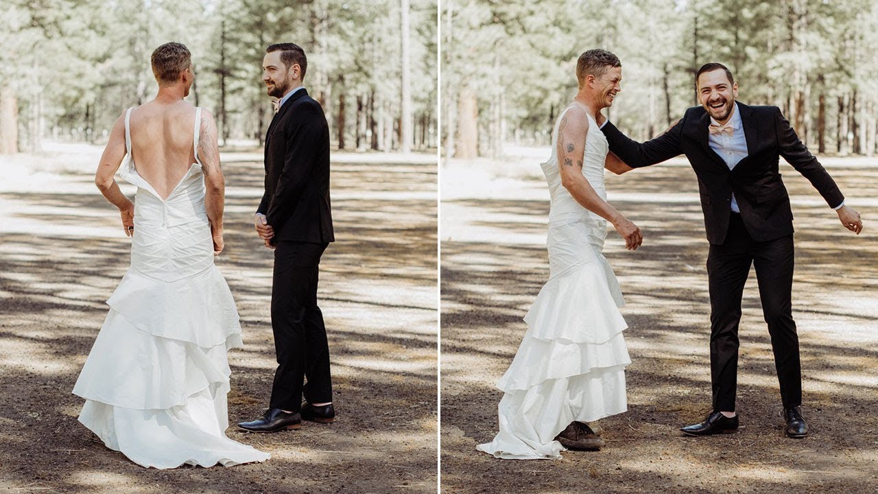 newspaper mockup Brother poses as bride in hilarious gag to calm groom's jitters