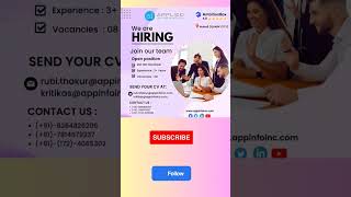 Appinfoinc is hiring dot net developer #jobs #shorts #freshers #itjobs