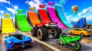SPIDERMAN CARS Monster Trucks Mega Rampa Challenge ! SUPERHERO HULK Iron Man Goku Racing - GTA B screenshot 5