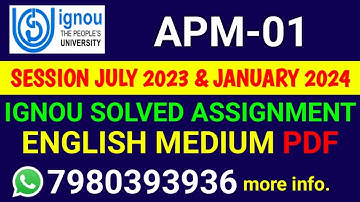 APM 1 Solved Assignment 2023-24 English, APM 1 Solved Assignment 23-24, APM-01 Assignment