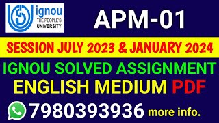 APM 1 Solved Assignment 2023-24 English, APM 1 Solved Assignment 23-24, APM-01 Assignment