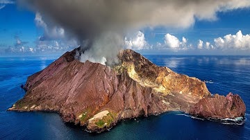 4k Aerial View of Kawah Ijen Volcano located in Java, Indonesia. Epic Music