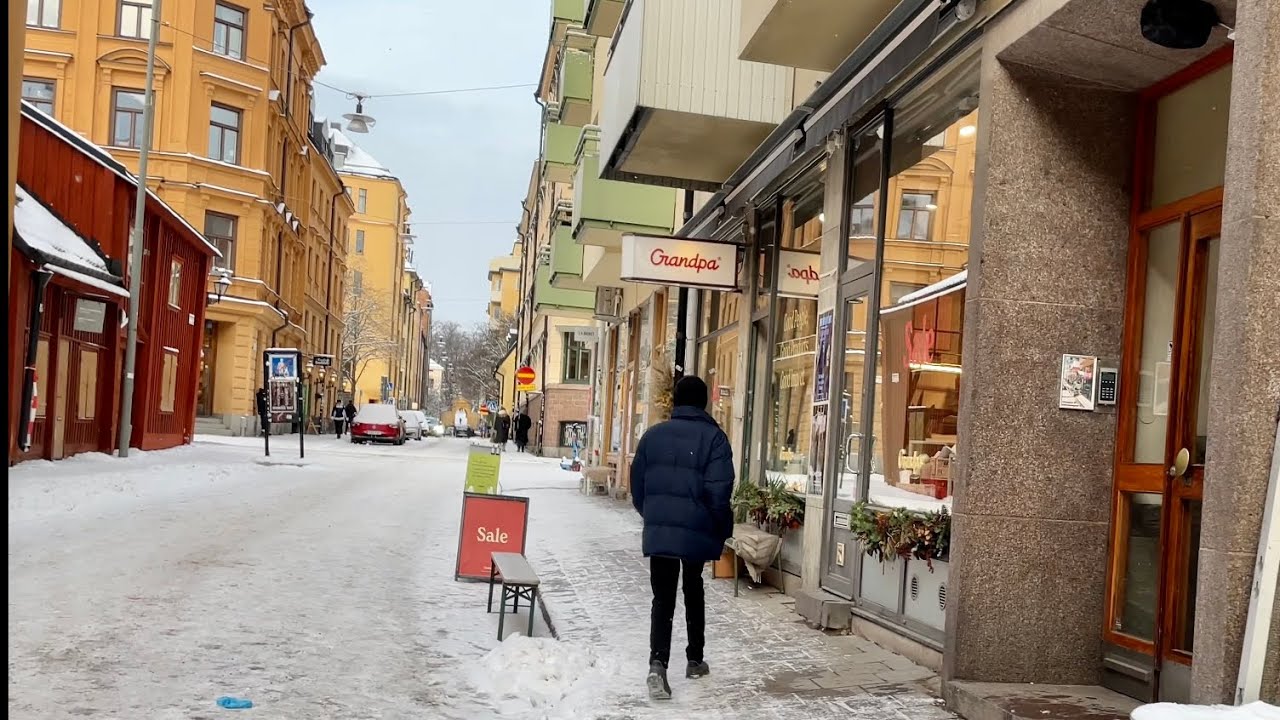 Stockholm Walks: Södermalm. Experience the snowy streets of Södermannagatan & Katarinaberget
