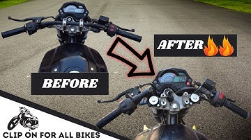 How to install clip on handlebar in any bike | modified fz clip on bar risers