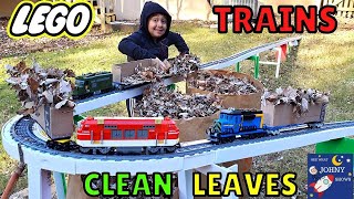 Johny Shows Biggest Lego Train Tracks Layout Build Outside Lego Trains Clean The Leaves