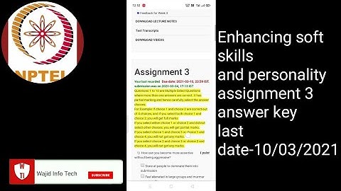 Nptel enhancing soft skill and personality assignment-3 ||week 3||Answer key