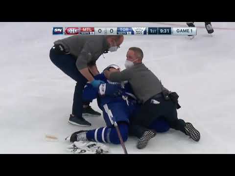John Tavares Scary Injury(GRAPHIC)  Dual feed Toronto Maple leafs at Montreal Canadiens