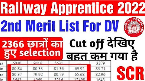 RRC SCR Apprentice 2nd Document Verification List 2022, Railway Apprentice Cut Off 2022, RRC SCR