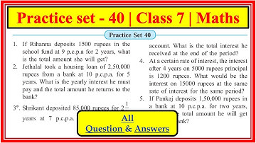 Practice Set 40 class 7th Maths | Chapter 10 Bank and Simple Interest Maharashtra state board