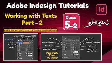 Adobe Indesign tutorials in tamil Class 5 - Part 2 | Working with Texts | Paragraph panel InDesign